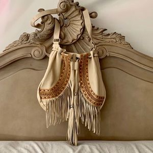 Lokoa leather bohemian fringe purse